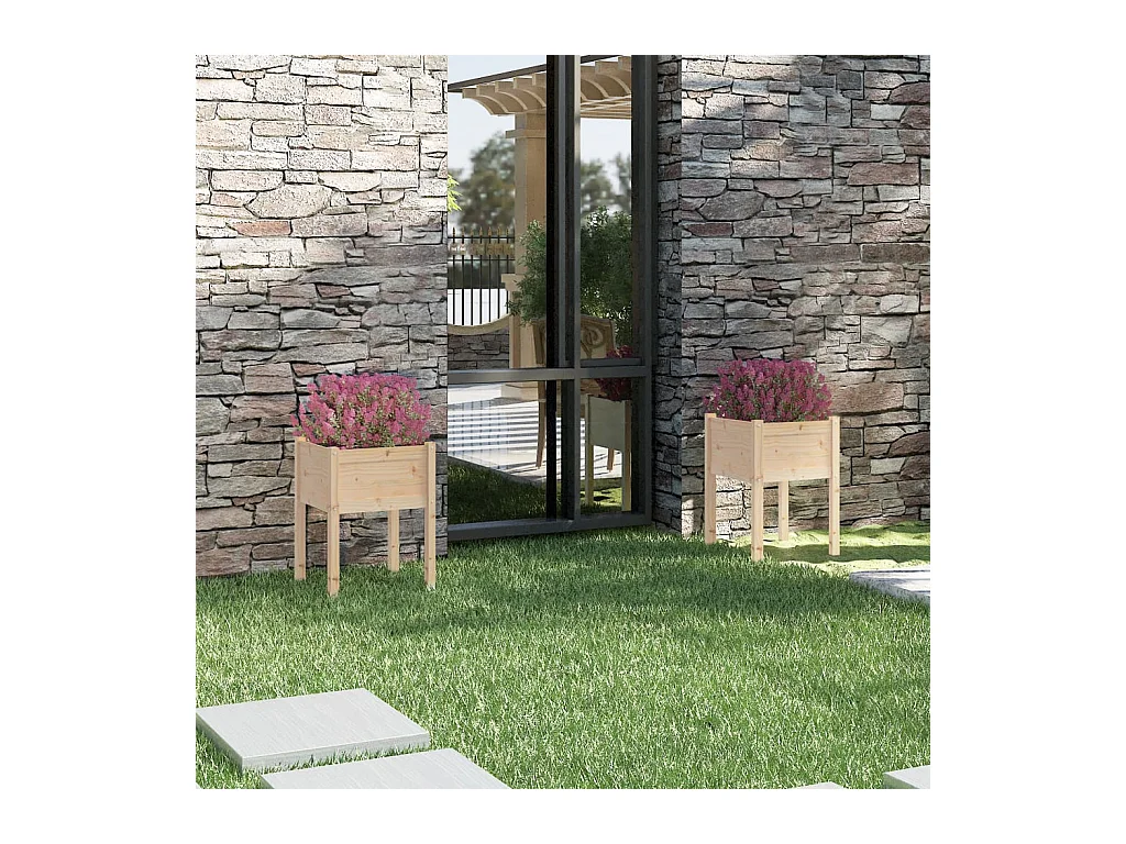 Jardinières d'extérieur 2 pcs 50x50x70 cm bois de pin massif