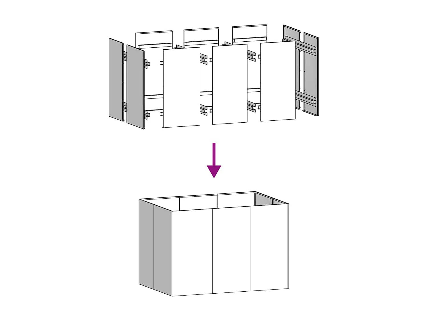Pflanzkübel 120x80x80 cm verzinkter Stahl