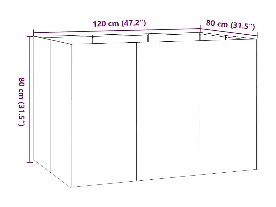 Pflanzkübel 120x80x80 cm verzinkter Stahl