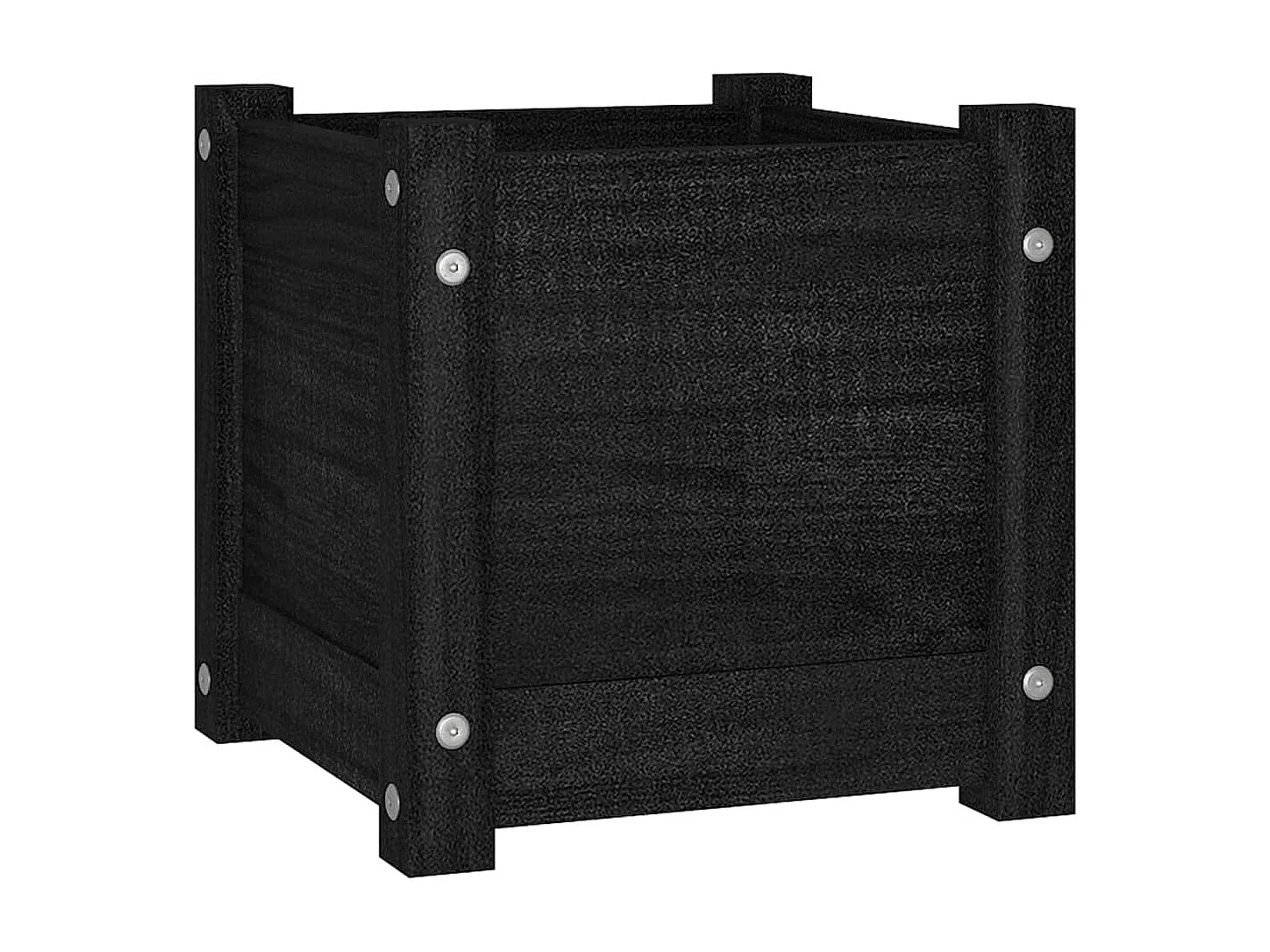 Buitenbloembak Zwart 31x31x31 cm Massief grenenhout