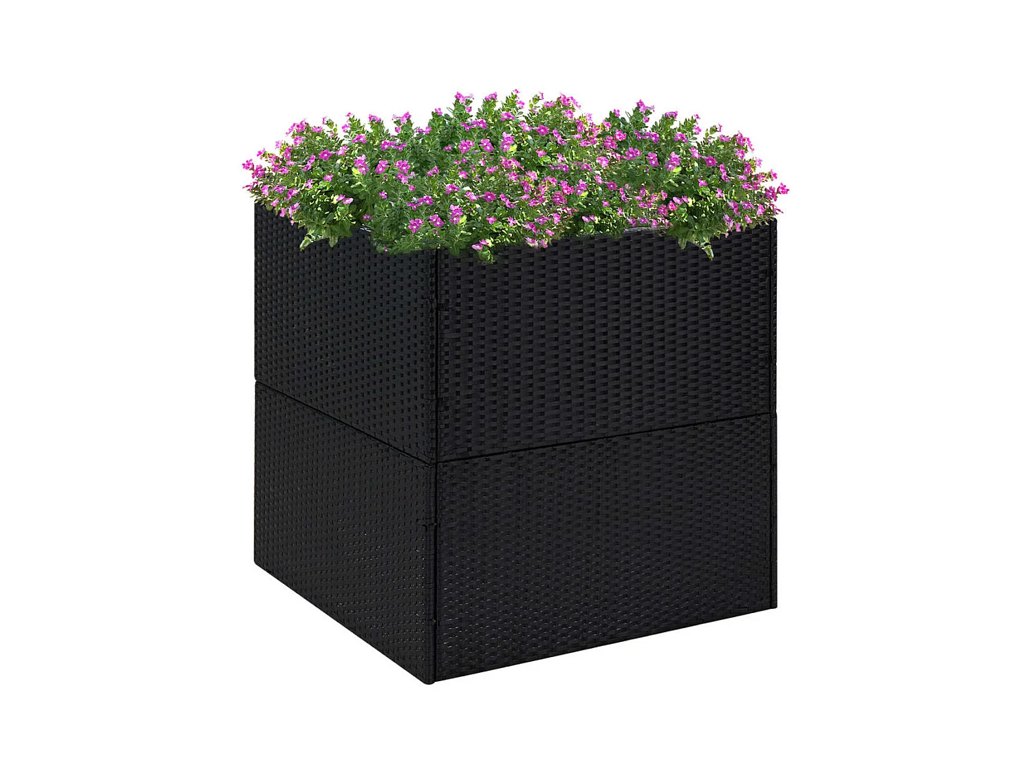 Schwarzer Pflanzkübel 80x80x80 cm aus gewebtem Harz