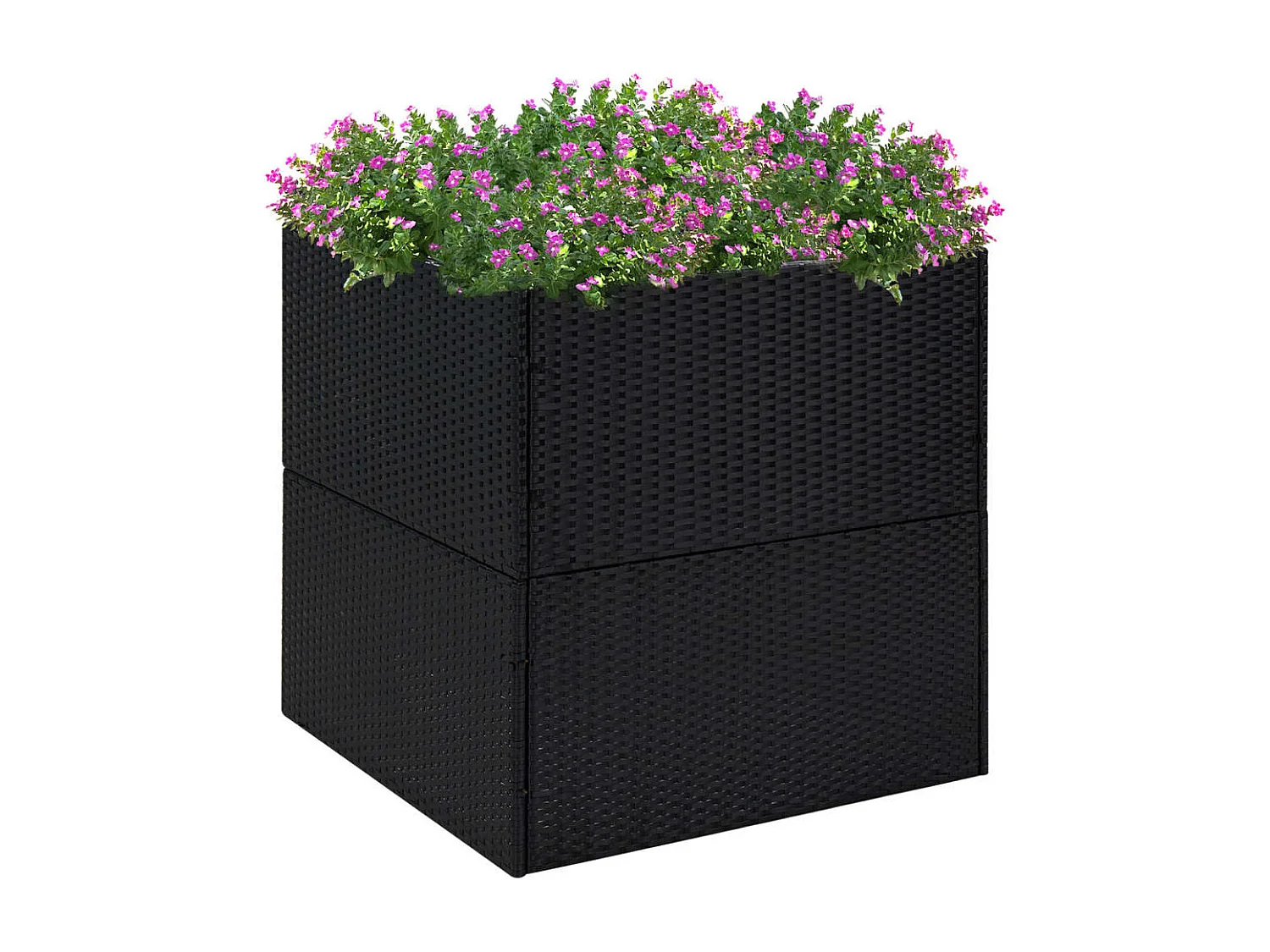 Jardinière Noir 80x80x80 cm Résine tressée