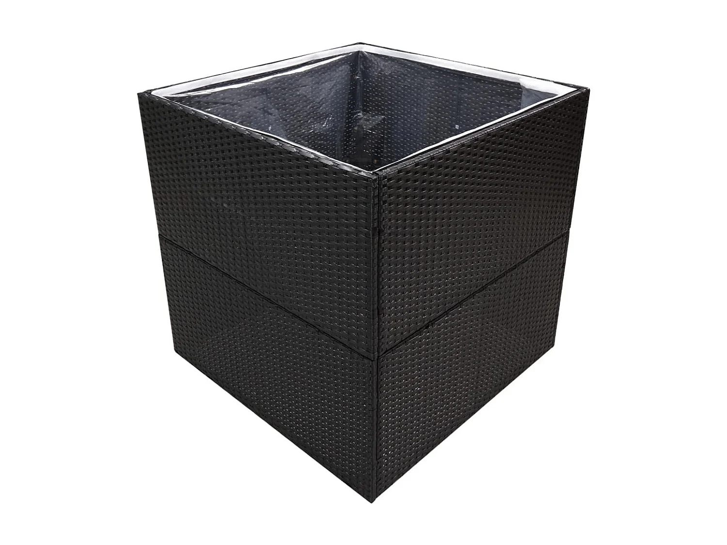 Jardinière Noir 80x80x80 cm Résine tressée