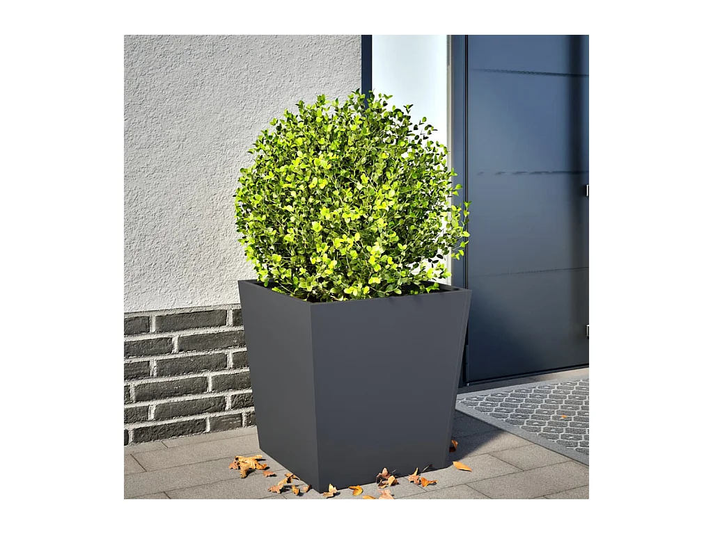 Anthrazitfarbener Pflanzkübel 50x50x50 cm Stahl