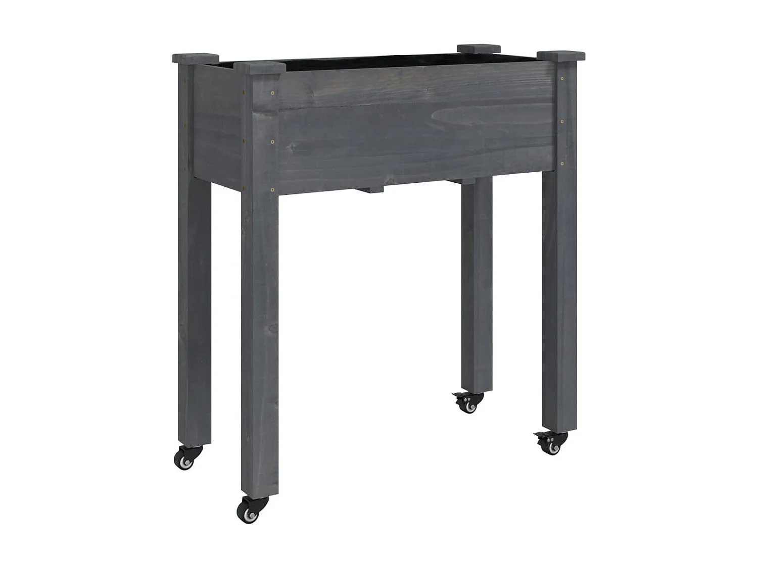 Jardinière sur roues avec doublure gris 71x37x80 cm bois sapin