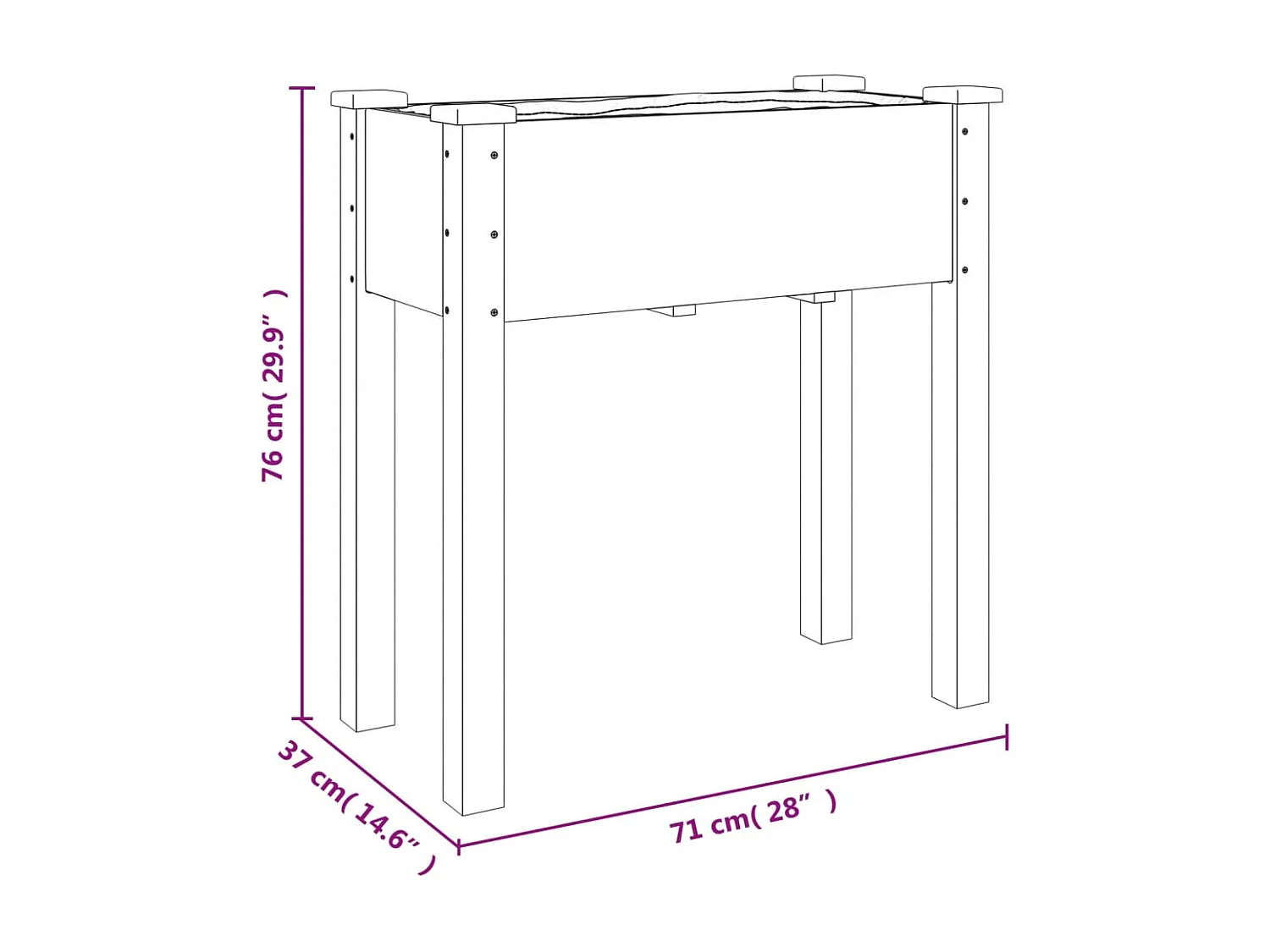 Fioriera su ruote con rivestimento grigio 71x37x80 cm in legno di abete
