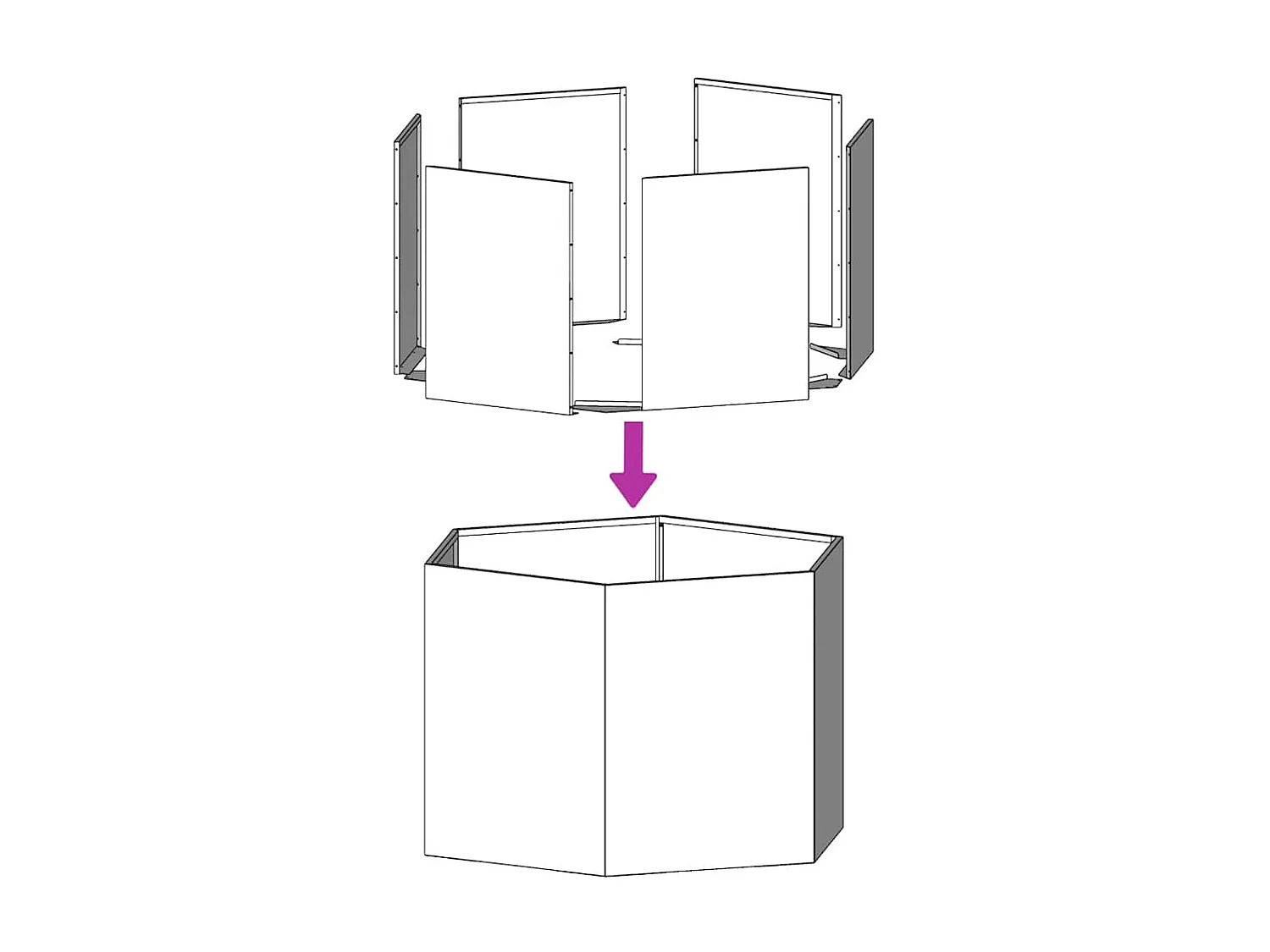 Sechseckiger Pflanzkübel 69x60x45 cm aus verzinktem Stahl