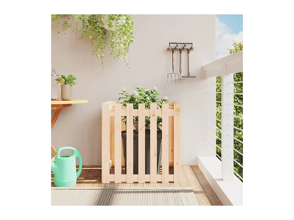 Jardinière avec design de clôture 70x70x70 cm pin massif
