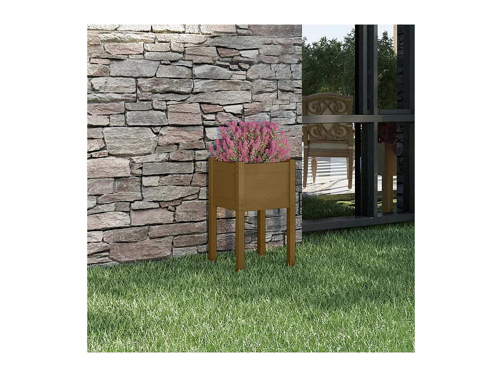 Jardinière d'extérieur Marron miel 40x40x70 cm Pin massif