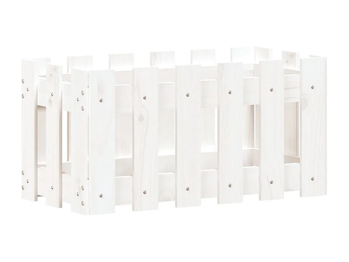 Jardinière avec design de clôture blanc 60x30x30 cm pin massif