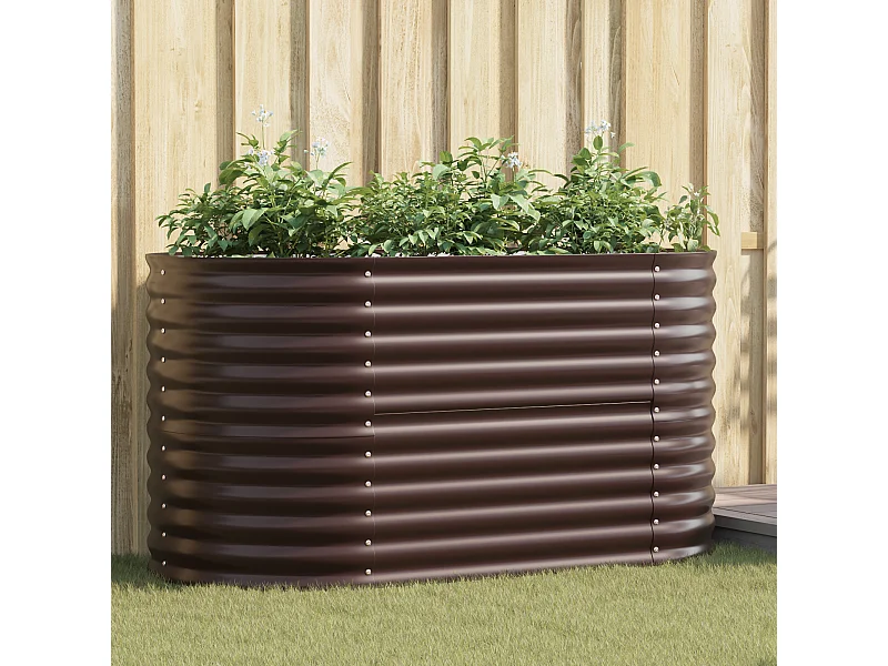 Fioriera in legno marrone 160x80x81 cm in acciaio zincato