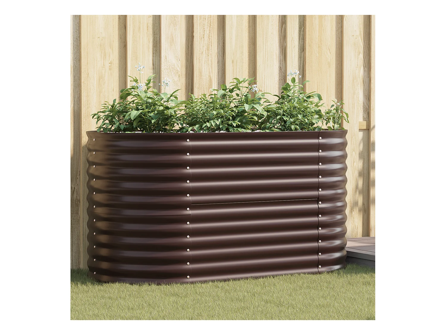 Jardinière en bois brun 160x80x81 cm en acier galva