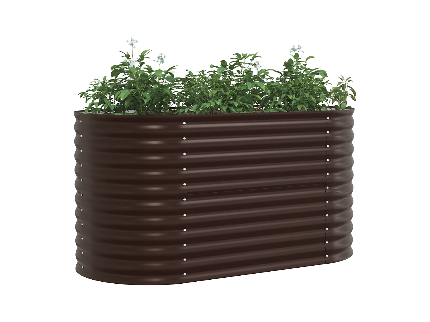 Jardinière en bois brun 160x80x81 cm en acier galva