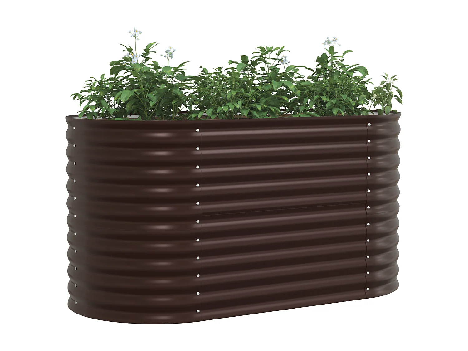 Bruine houten plantenbak 160x80x81 cm in gegalvaniseerd staal