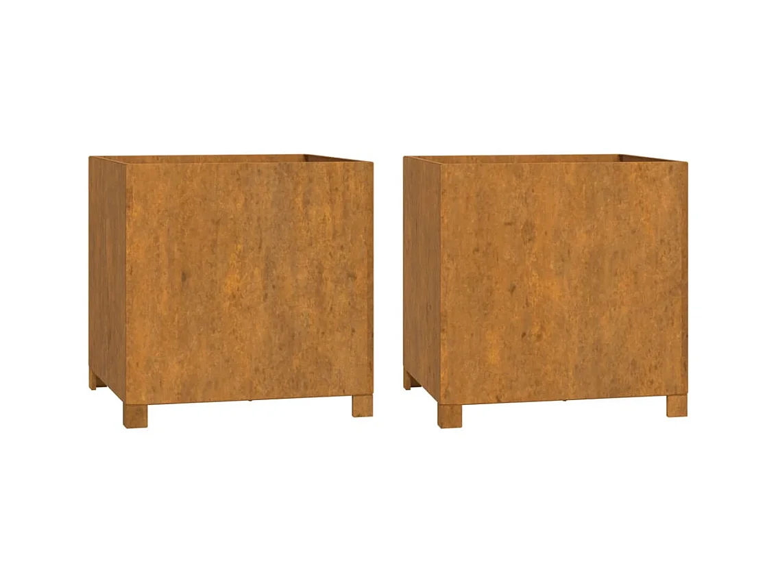 Jardinières avec pieds 2 pcs Rouillé 49x47x50 cm Acier corten