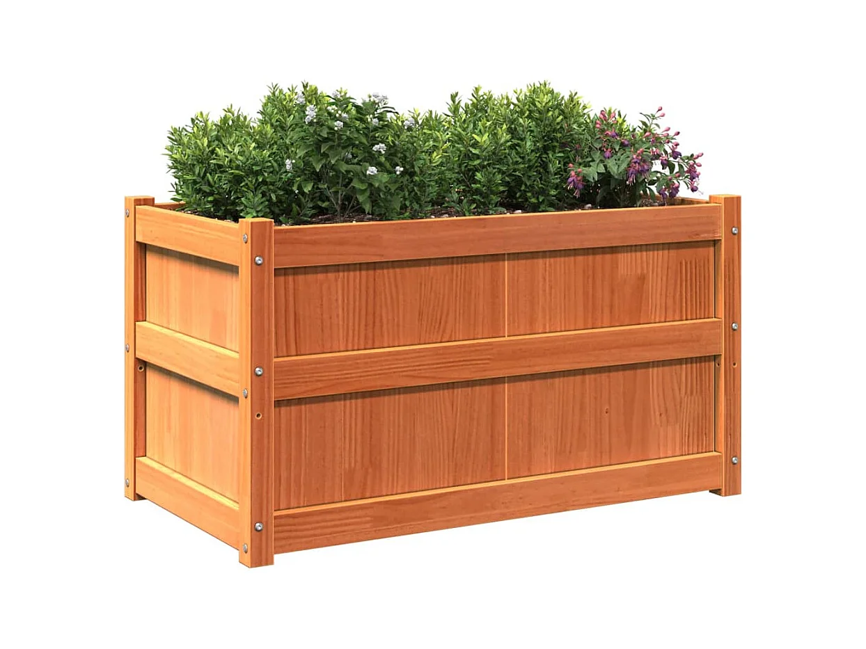 Brauner Wachspflanzer 90x50x50 cm massives Kiefernholz