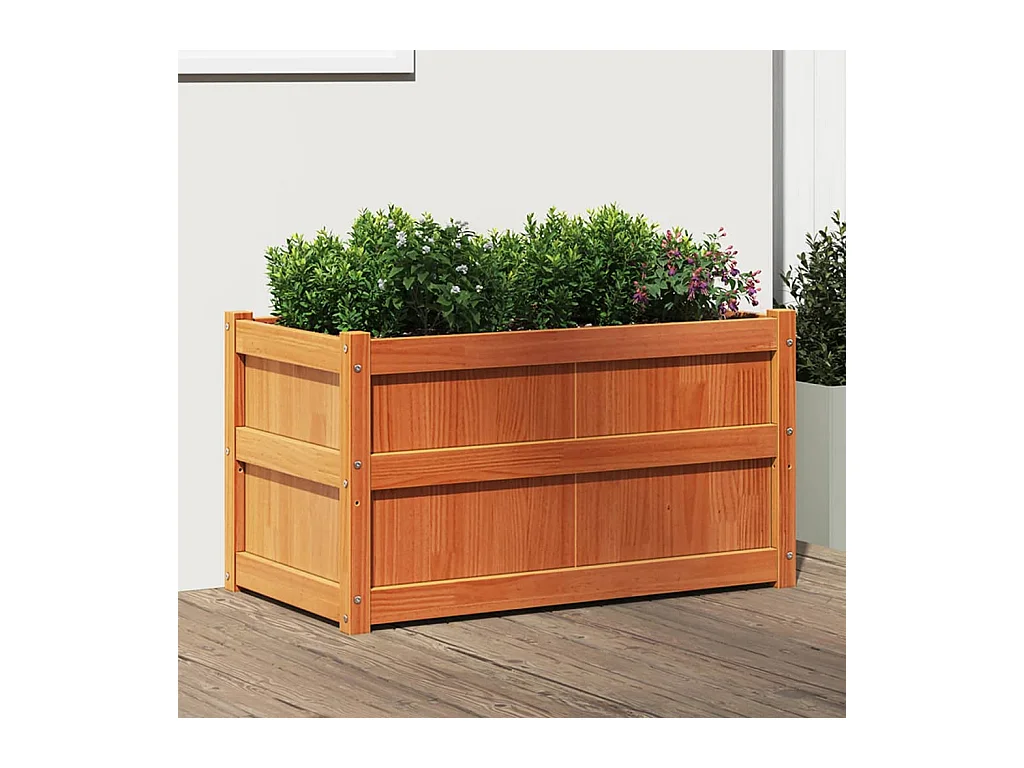 Jardinera de cera marrón 90x50x50 cm madera maciza de pino