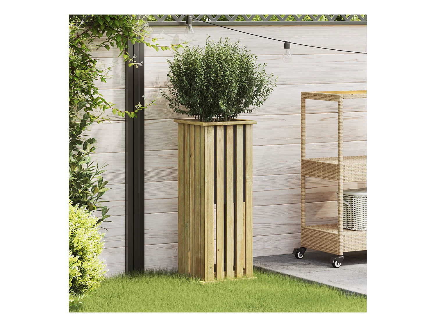 Jardinière avec Doublure 33x33x85 cm Bois Imprégné de Pin