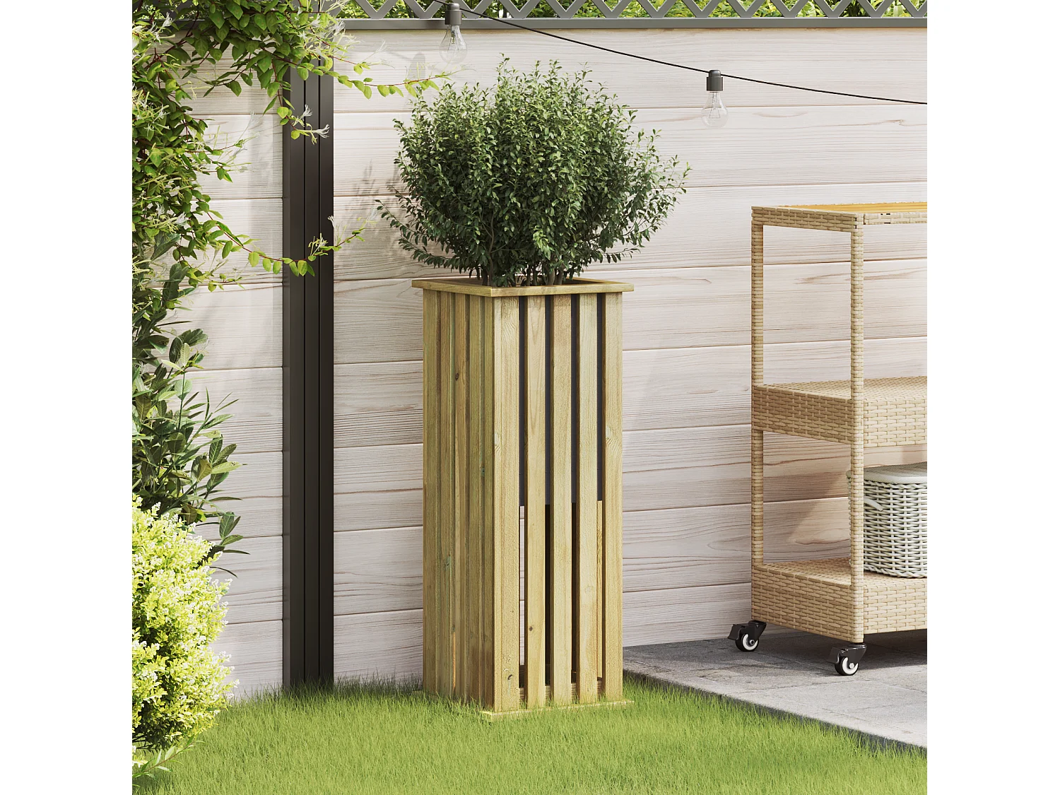 Jardinière avec Doublure 33x33x85 cm Bois Imprégné de Pin