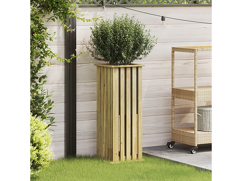 Jardinera con Liner 33x33x85 cm Madera de Pino Impregnada