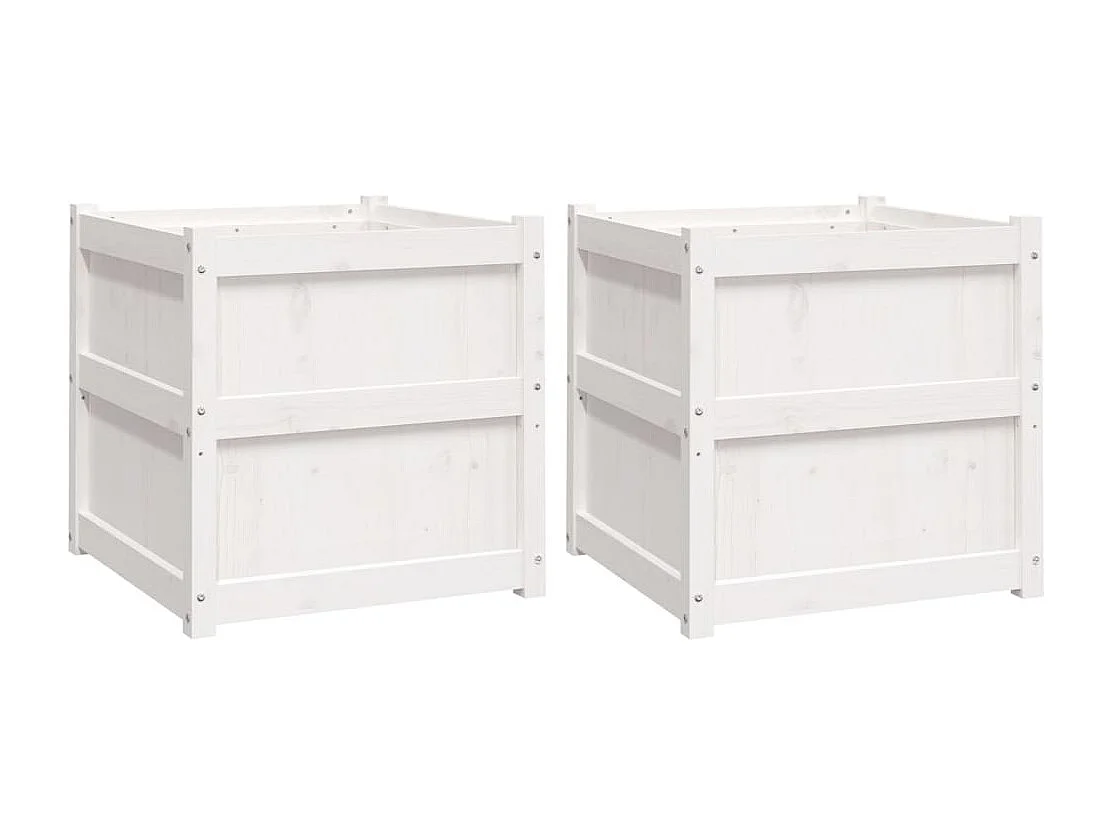 Jardinières 2 pcs blanc bois de pin massif