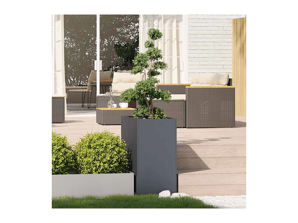 Jardinière anthracite 40x80x80 cm acier