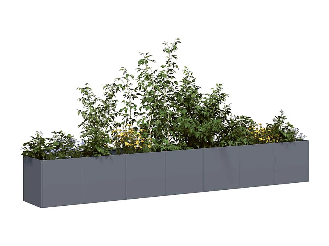 Jardinière anthracite 280x40x40 cm acier laminé à froid