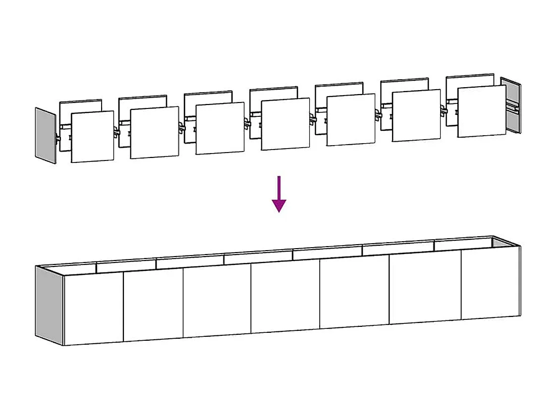 Jardinière anthracite 280x40x40 cm acier laminé à froid