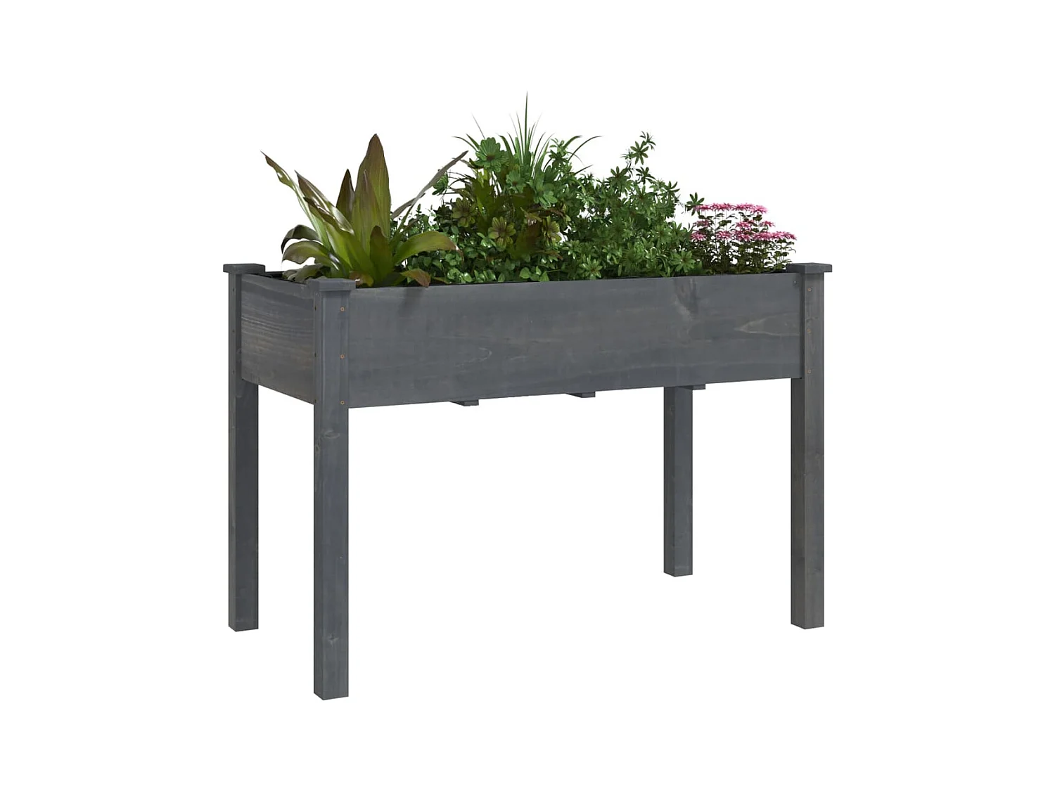 Jardinière avec doublure gris 118x59x76 cm bois massif de sapin