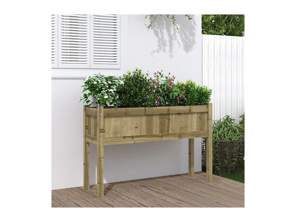 Jardinera con patas 110x31x70 cm madera de pino impregnada
