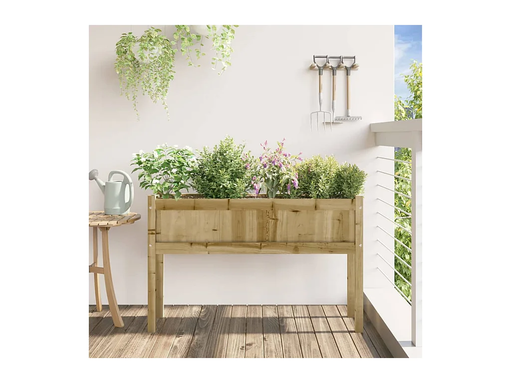 Jardinera con patas 110x31x70 cm madera de pino impregnada