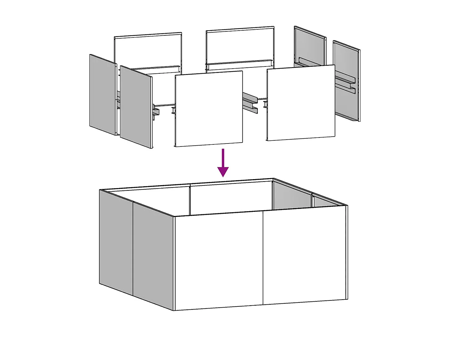 Fioriera nera 80x80x40 cm in acciaio laminato a freddo