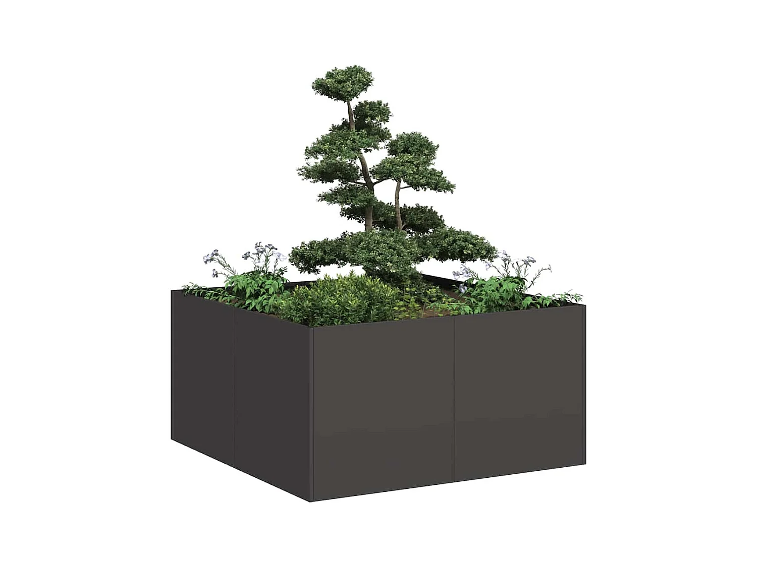 Jardinière noir 80x80x40 cm acier laminé à froid