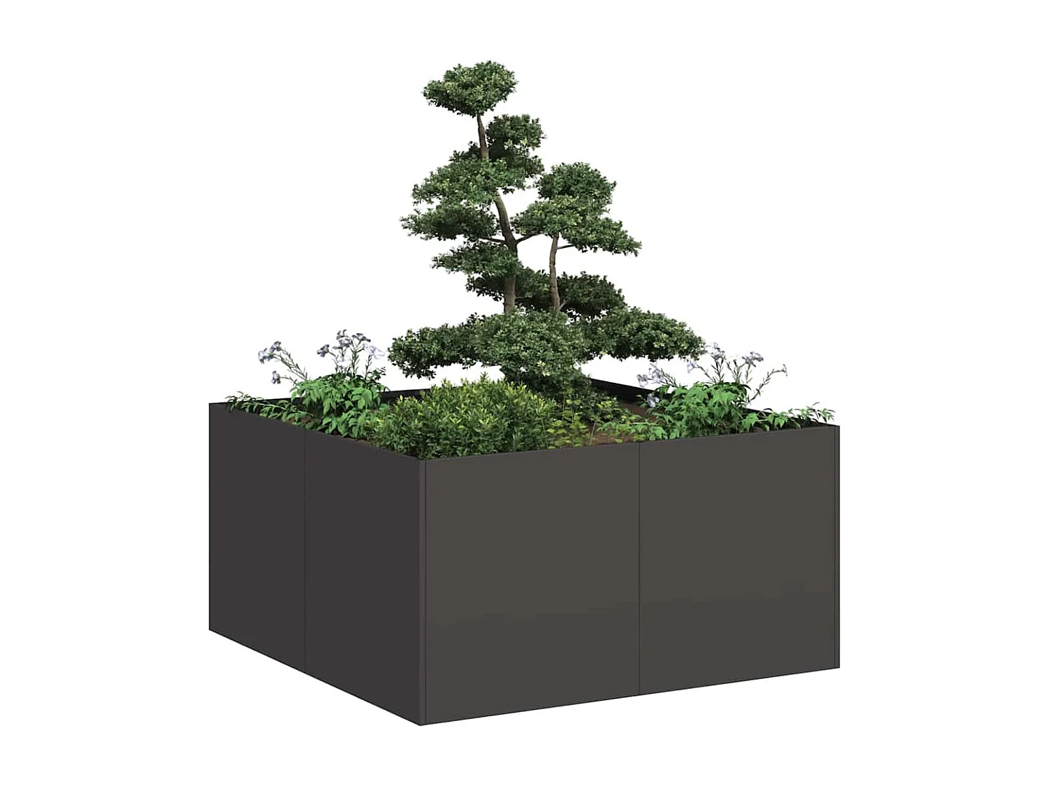 Jardinière noir 80x80x40 cm acier laminé à froid