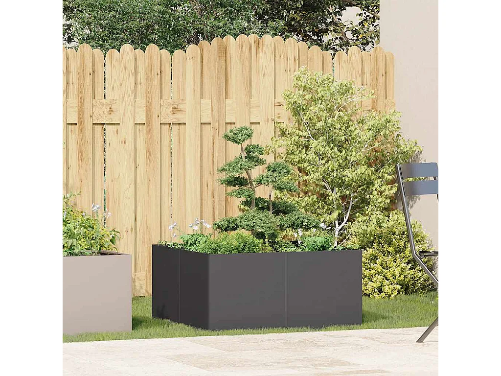 Jardinière noir 80x80x40 cm acier laminé à froid