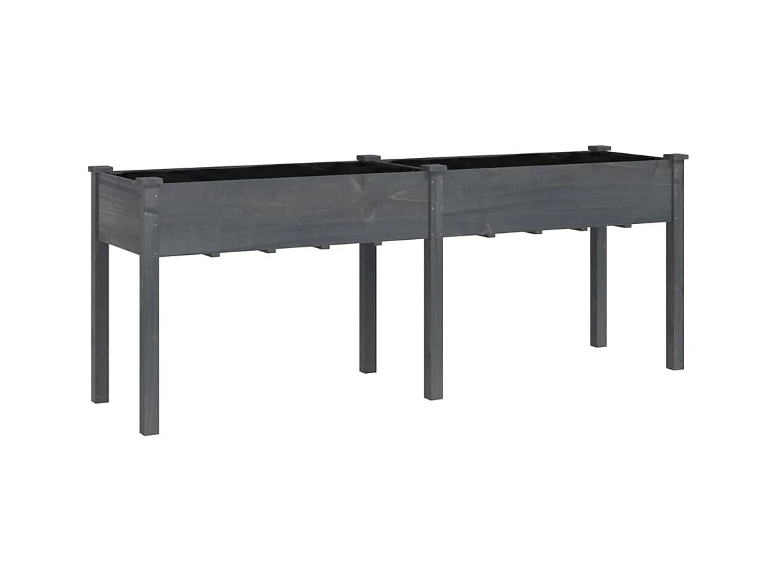 Jardinière avec doublure gris 203x53x76 cm bois massif de sapin