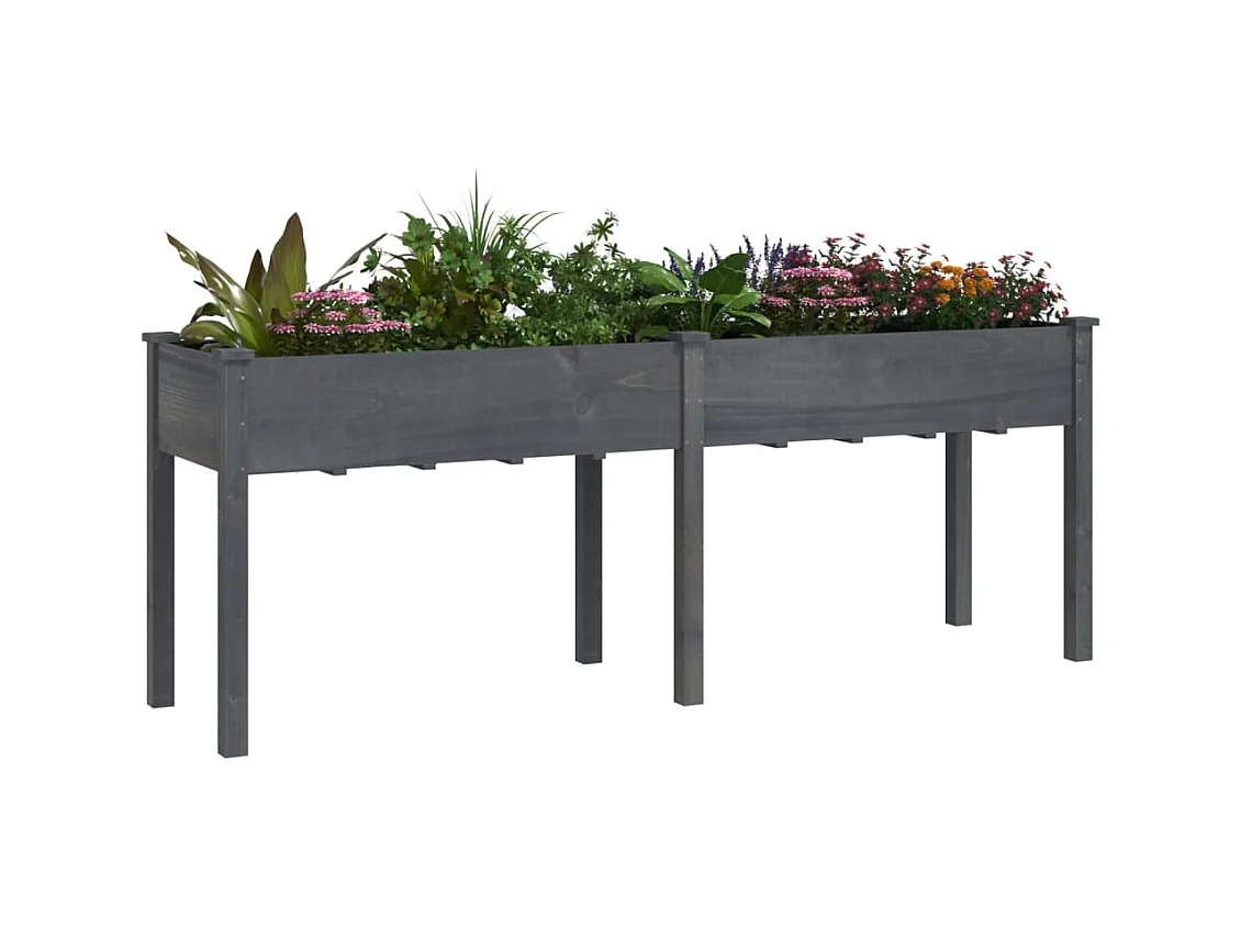 Jardinière avec doublure gris 203x53x76 cm bois massif de sapin