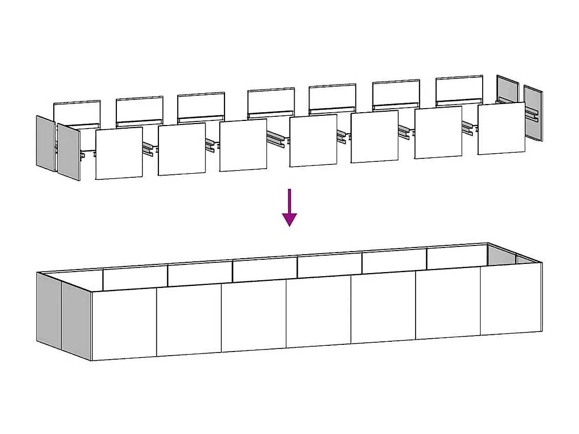 Jardinière anthracite 280x80x40 cm acier