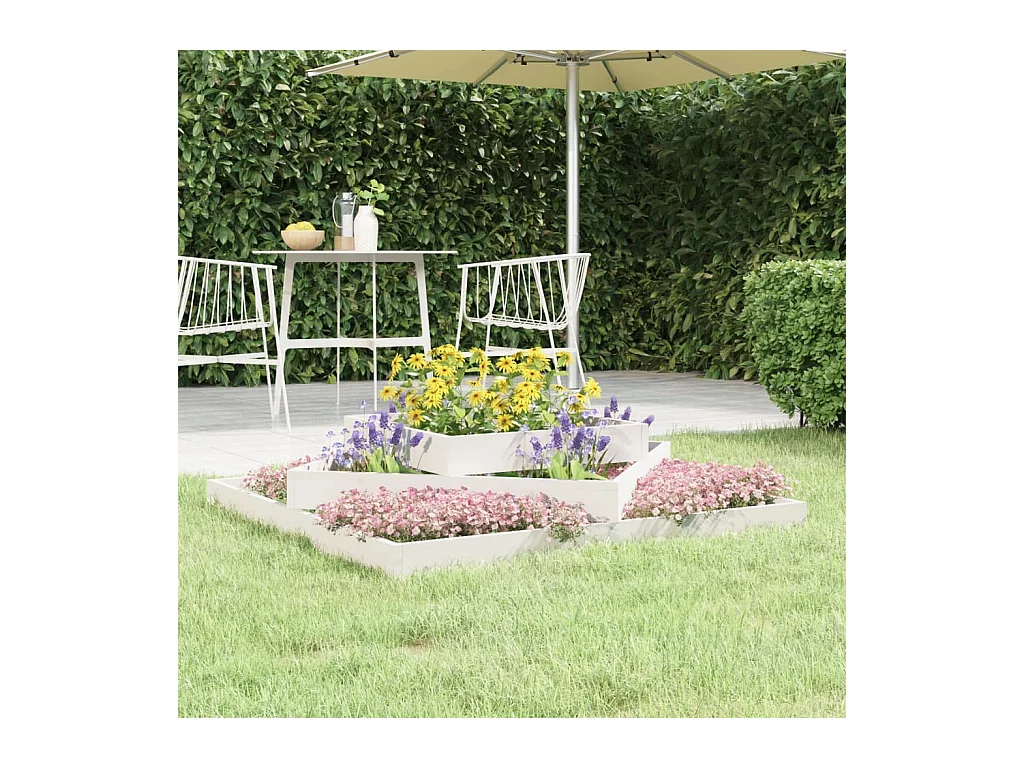 Jardinière Blanc 112x112x27 cm Bois massif de pin