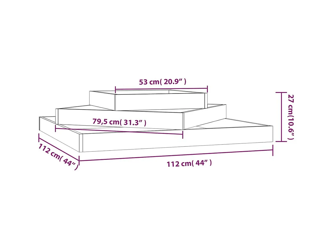 Jardinière Blanc 112x112x27 cm Bois massif de pin