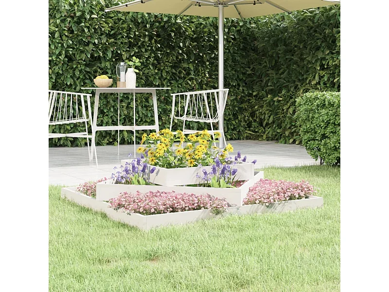 Jardinière Blanc 112x112x27 cm Bois massif de pin