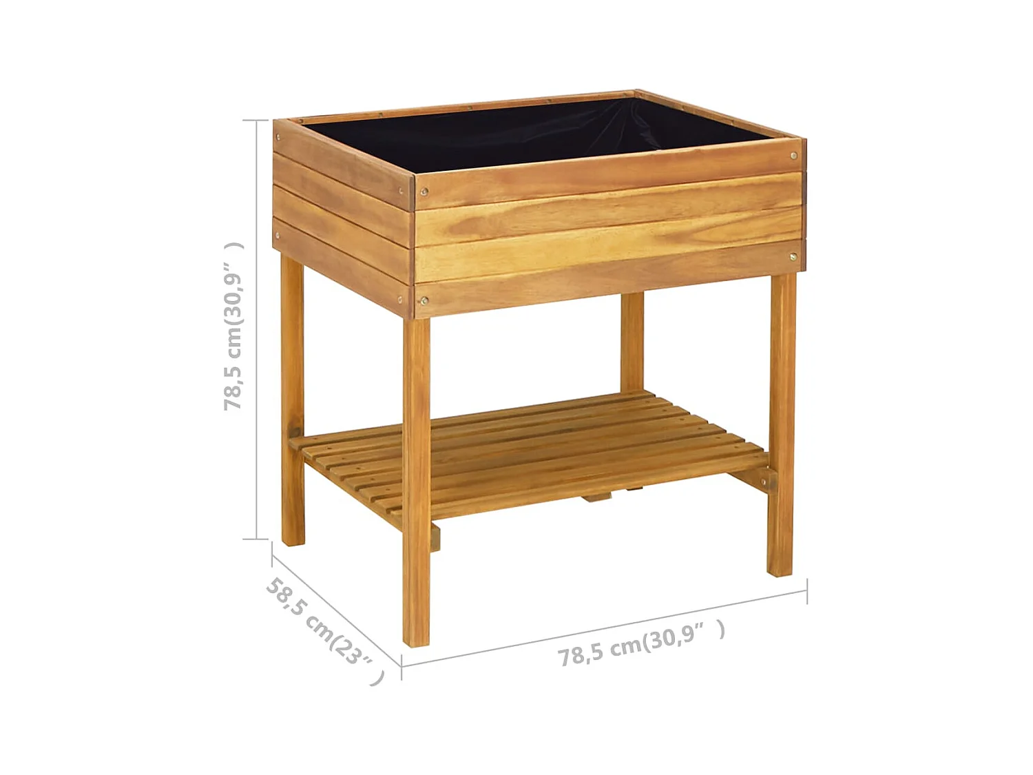 Jardinière surélevée 78,5x58,5x78,5 cm Bois massif d'acacia