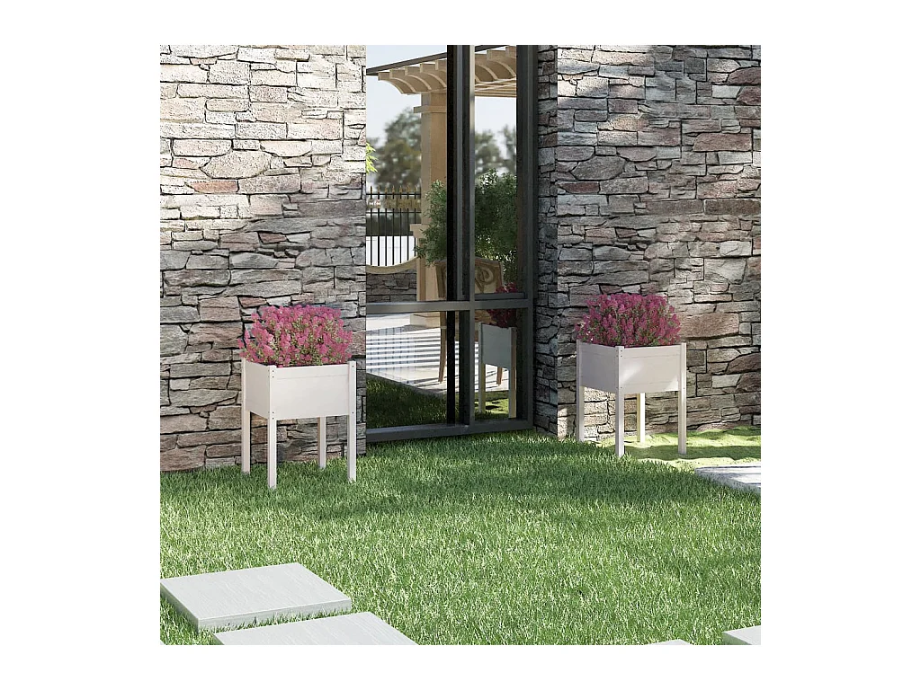 Jardinières 2 pcs Blanc 50x50x70 cm Bois de pin massif