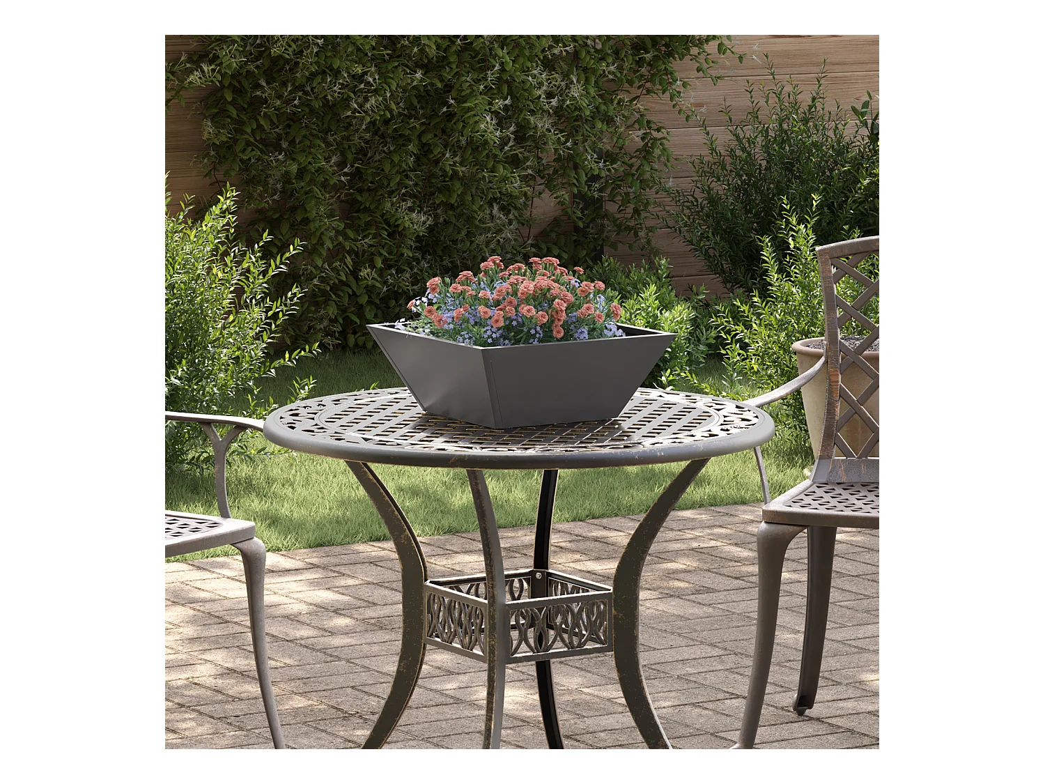 Pot en Métal Noir Métal 40 x 40 x 15 cm Jardinières