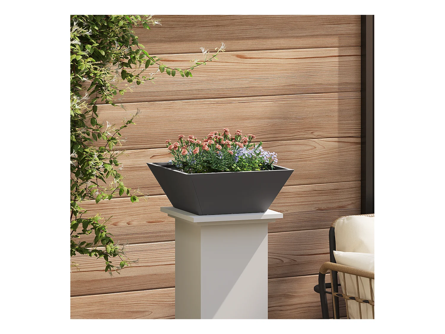 Pot en Métal Noir Métal 40 x 40 x 15 cm Jardinières