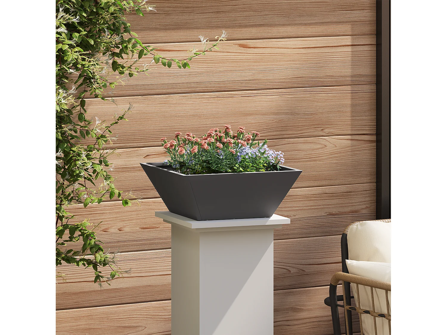 Pot en Métal Noir Métal 40 x 40 x 15 cm Jardinières