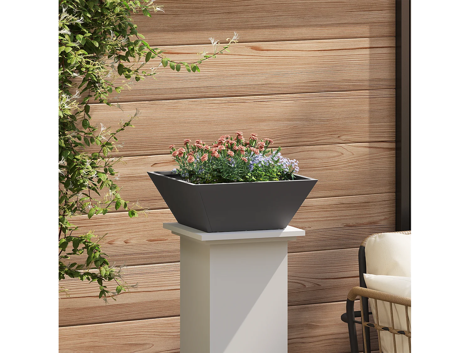 Pot en Métal Noir Métal 40 x 40 x 15 cm Jardinières