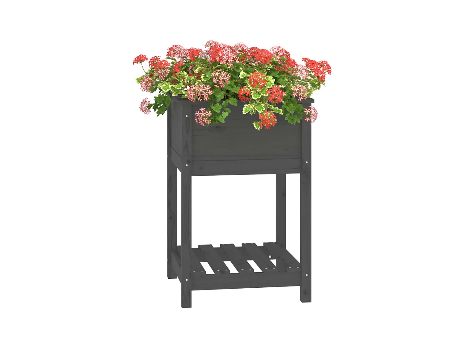 Jardinière avec étagère Gris 54x54x81 cm Bois massif de pin