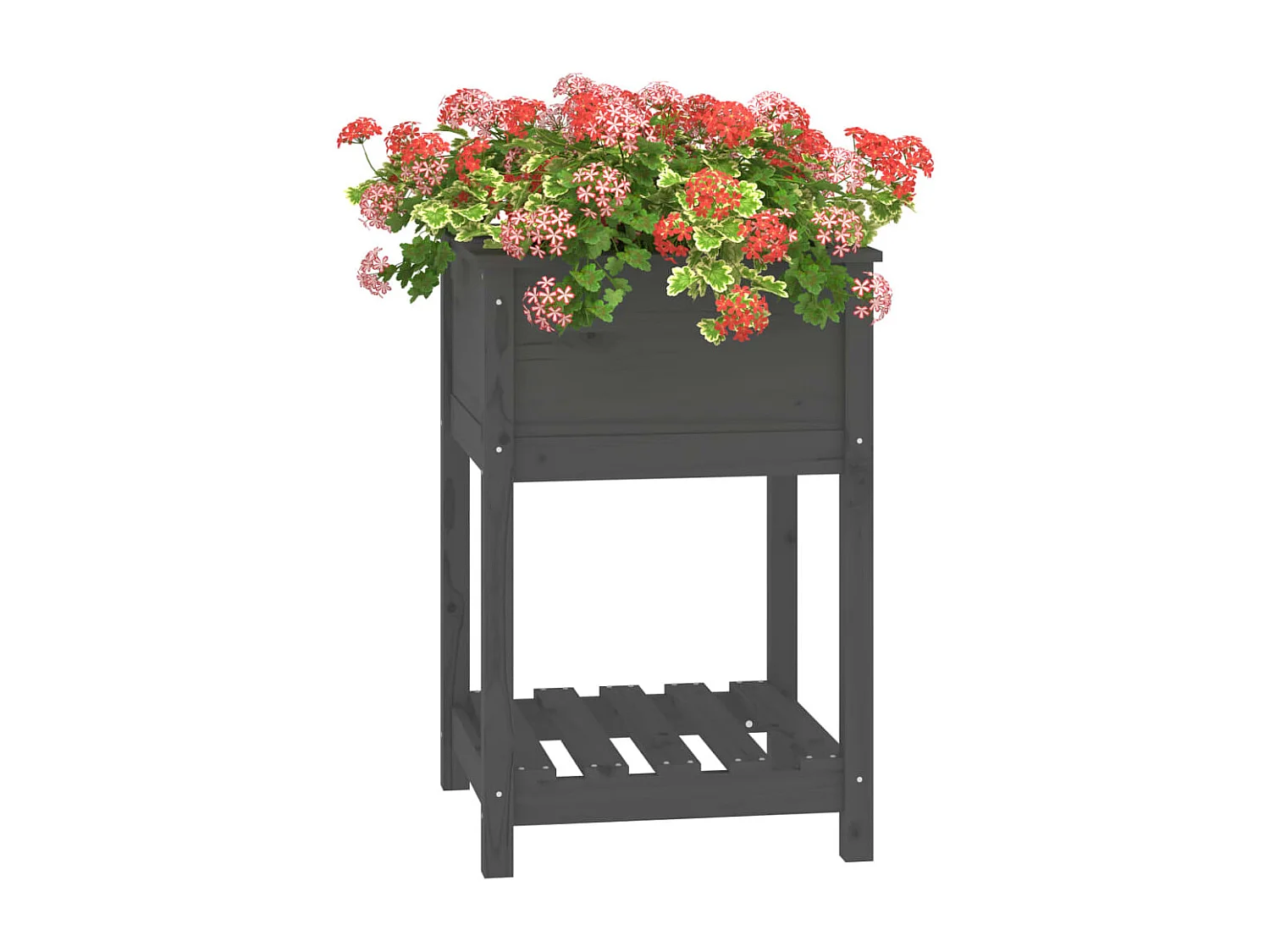 Jardinière avec étagère Gris 54x54x81 cm Bois massif de pin