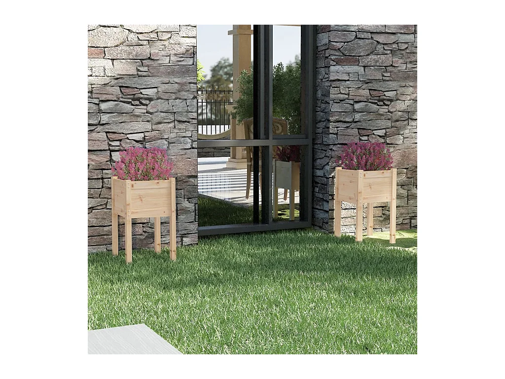 Jardinières d'extérieur 2 pcs 40x40x70 cm bois de pin massif